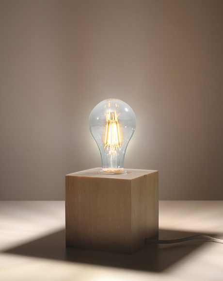 Desk lamp ARIZ natural wood + 1x LED Bulb E27 3000K Warm White 7.5W 620lm