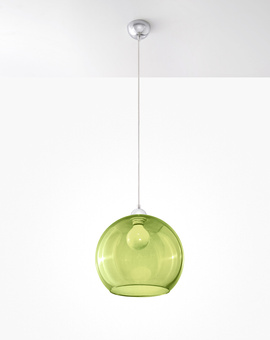 Hanging lamp BALL green + 1x LED Bulb E27 3000K Warm 7.5W 620lm