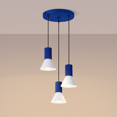 Pendant lamp ESTRIA 3P white/ultramarine