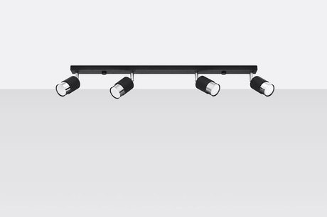 Ceiling lamp NERO 4 black/chrome + 4x LED Bulb GU-10 4000K Cool White 7W 630lm