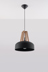 Ceiling pendant lamp CASCO black/natural wood + 1x LED Bulb E27 4000K Cool White 7.5W 650lm