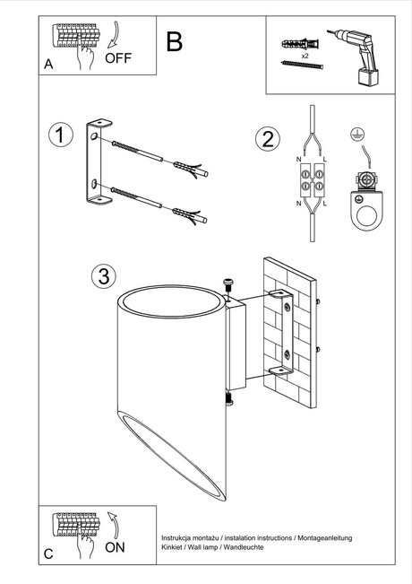Wall lamp PENNE 20 in black + 1x LED Bulb G9 4000K Cool White 4.5W 530lm