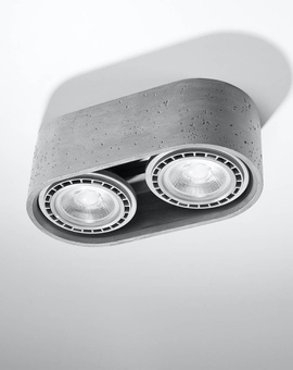 Ceiling lamp BASIC 2 concrete + 2x LED GU10 AR111 4000K COOL 12W 850lm bulb