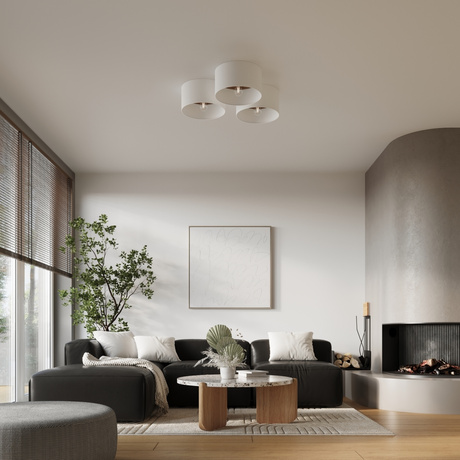 Ceiling lamp TELESTO white/dark brown + 1x LED Bulb E27 4000K Cool White 7.5W 690lm