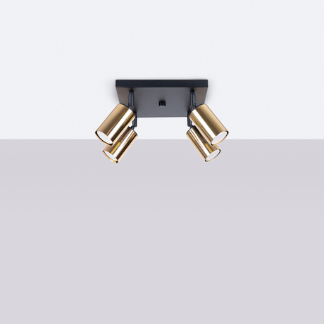 Ceiling light WINX 4 black/gold + 4x LED bulb GU-10 3000K Warm 7W 510lm