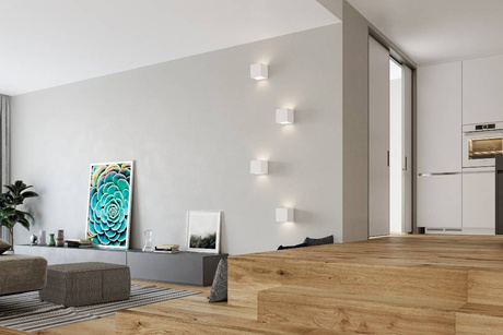 Wall lamp ceramic LEO white + 1x LED bulb E27 4000K Cool White 7.5W 650lm