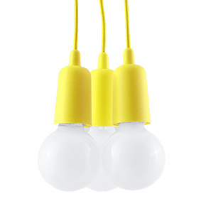 Hanging lamp DIEGO 3 yellow + 3x LED Bulb E27 3000K Warm 7.5W 620lm