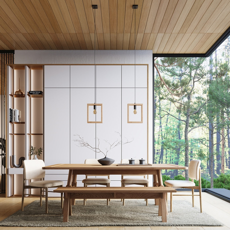 Hanging lamp ARIES natural wood + 1x LED Bulb E27 3000K 7W 760lm