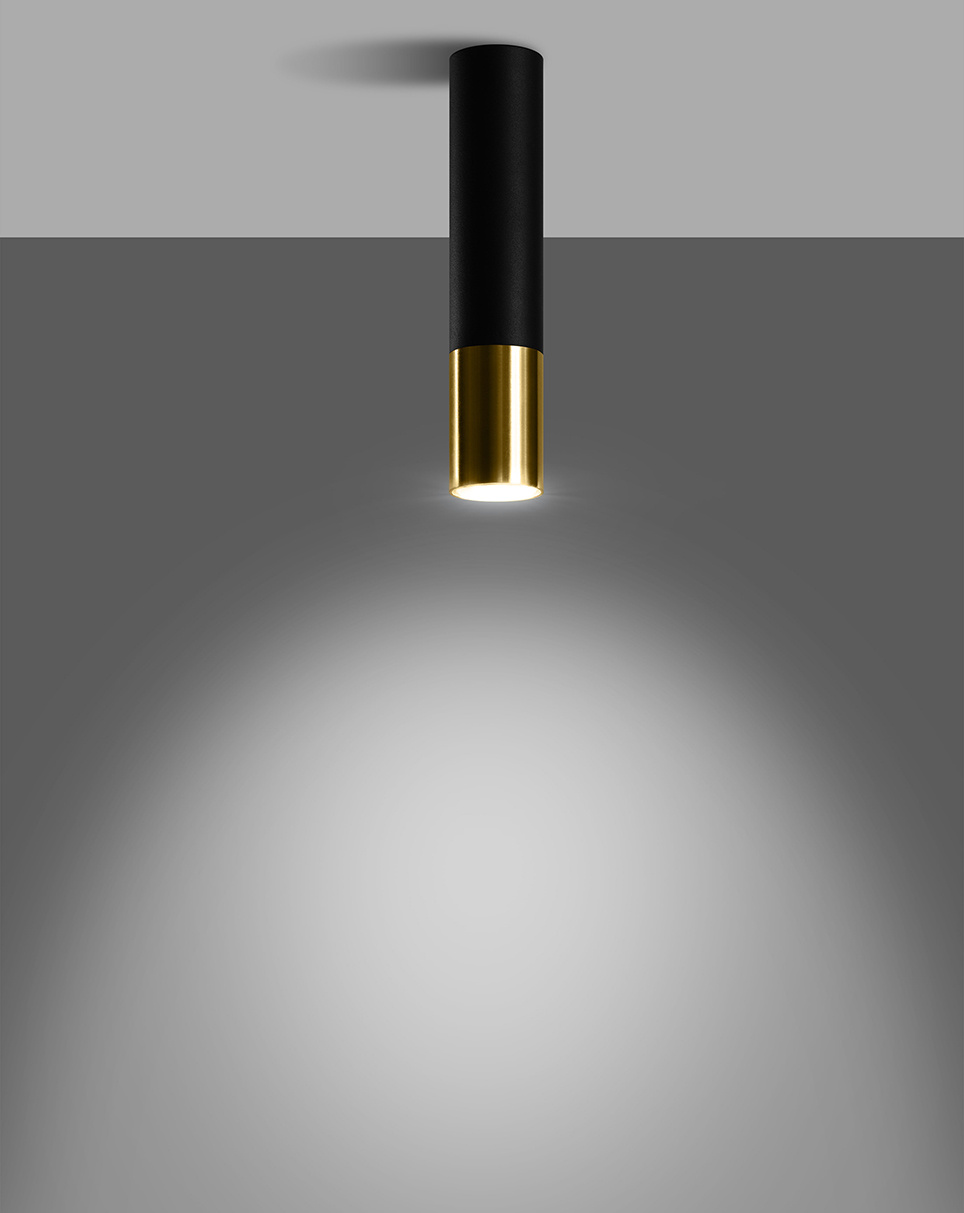 Ceiling lamp LOOPEZ black/gold + 1x LED Bulb GU-10 3000K Warm 7W 620lm