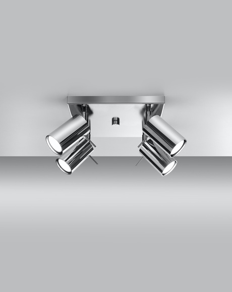 Ceiling lamp RING 4 chrome + 4x LED Bulb GU-10 3000K Warm 7W 620lm