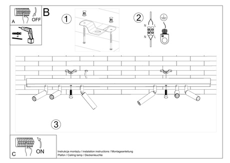 Ceiling lamp EYETECH 6 black + 6x LED Bulb G9 4000K Cool White 4.5W 530lm