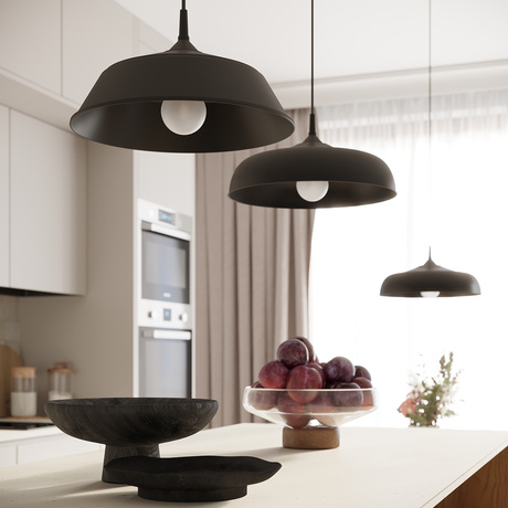 Pendant lamp GINA black +1x LED Bulb E27 3000K Warm 7.5W 620lm