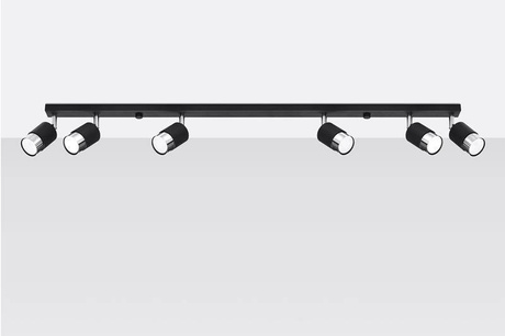 Ceiling lamp NERO 6 black/chrome + 6x LED Bulb GU-10 4000K Cool White 7W 630lm