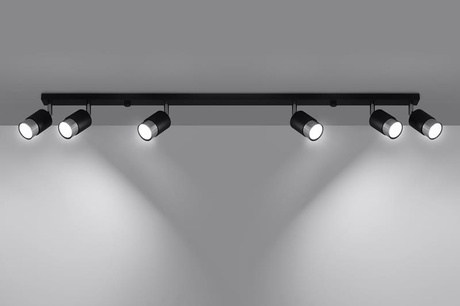 Ceiling lamp NERO 6 black/chrome + 6x LED Bulb GU-10 4000K Cool White 7W 630lm