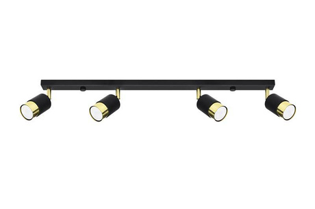 Ceiling lamp NERO 4 black/gold + 4x LED bulb GU-10 3000K Warm 7W 620lm