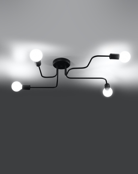 Chandelier VECTOR 4 black + 4x LED Bulb E27 4000K Cool White 7,5W 650lm.