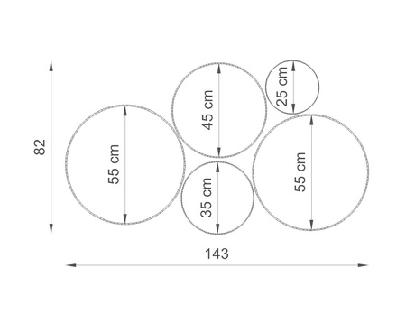 Ceiling lamp ARENA 55 BLACK + 4x LED Bulb E27 4000K Cold 7.5W 650lm