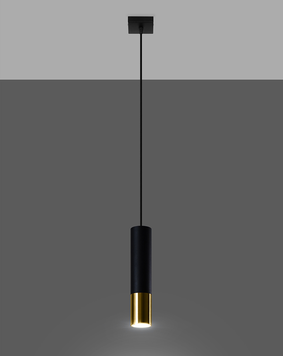 Hanging Lamp LOOPEZ 1 black/golden + 1x LED Bulb GU-10 3000K Warm 7W 620lm