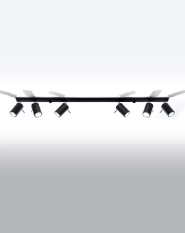 Ceiling lamp RING 6L black + 6x LED Bulb GU-10 3000K Warm 7W 620lm