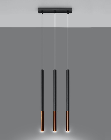 Pendant lamp MOZAICA 3L black/copper + 3x LED Bulb G9 4000K Cool White 4.5W 530lm