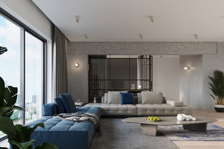 Ceiling lamp SALGADO concrete + 1x LED Bulb E27 4000K Cool White 7.5W 650lm