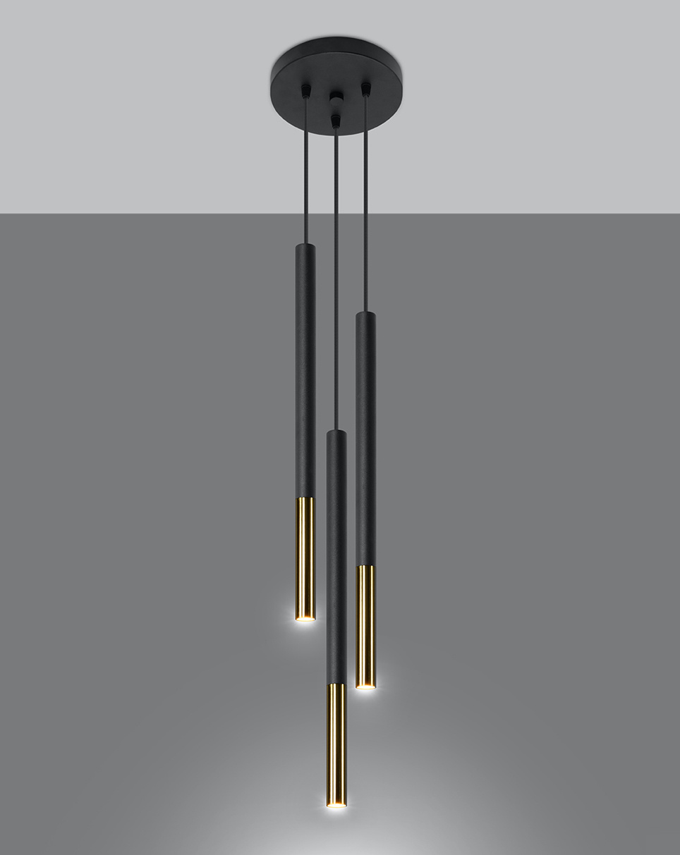 Pendant lamp MOZAICA 3P black/gold + 3x LED Bulb G9 3000K Warm 4.5W 510lm