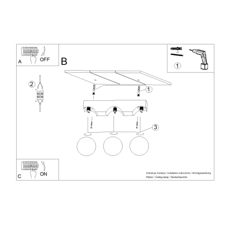 Ceiling lamp BULBO 3 natural wood
