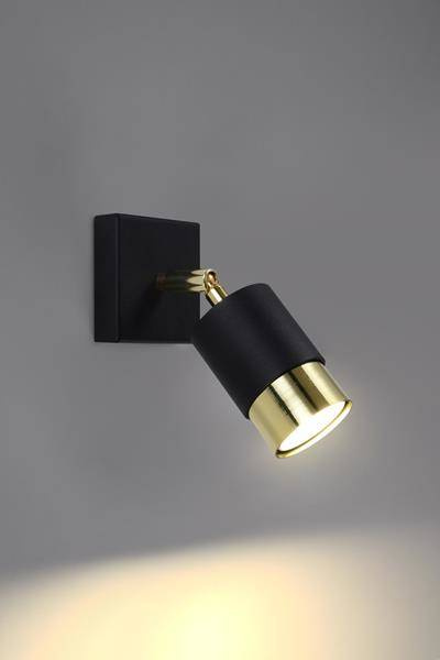 Wall lamp NERO black/gold + 1x LED bulb GU-10 4000K Cool White 7W 630lm