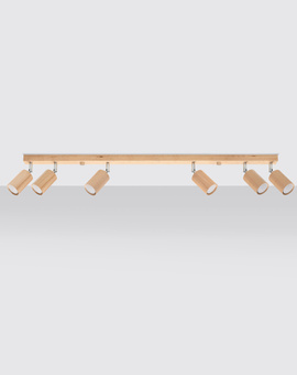 Ceiling lamp BERG 6 natural wood + 6x LED Bulb GU-10 3000K Warm 7W 620lm