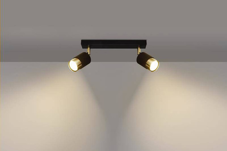 Ceiling lamp NERO 2 black/gold + 2x LED Bulb GU-10 3000K Warm 7W 620lm