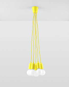 Hanging lamp DIEGO 5 yellow + 5x LED bulb E27 4000K Cool White 7.5W 650lm