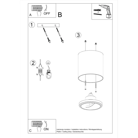 Ceiling lamp TIUBE black