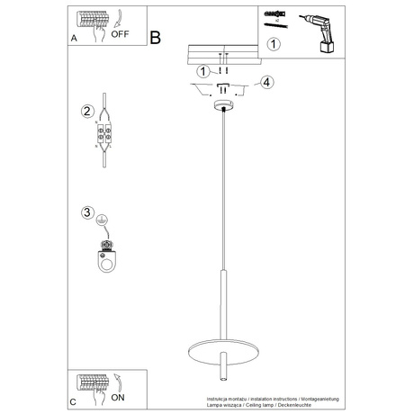 Pendant lamp FELTRO 1 black/yellow