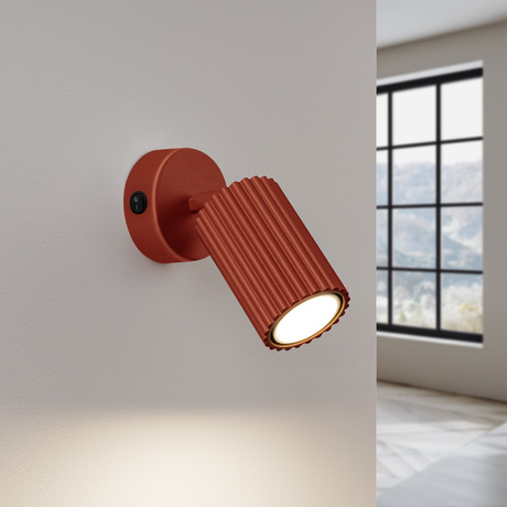 Wall lamp KARBON red ochre with a switch