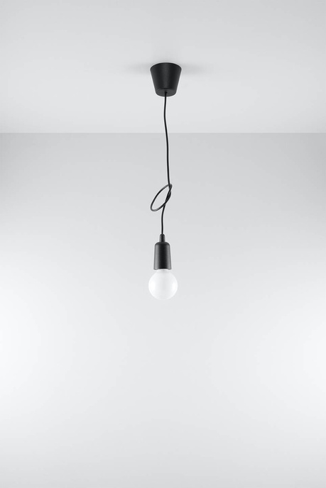 Hanging lamp DIEGO 1 black + 1x LED Bulb E27 3000K Warm 7.5W 620lm