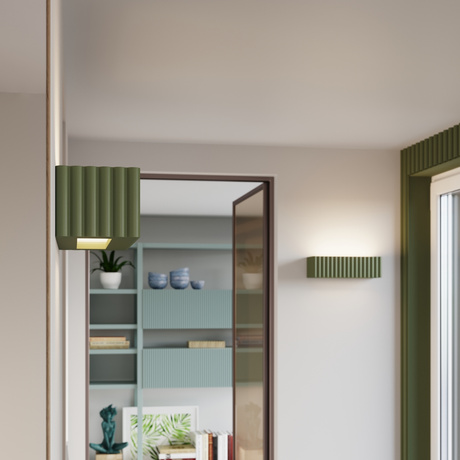 Wall lamp ceramic RIGATA olive green