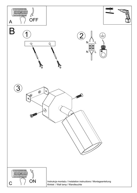 Wall lamp ZEKE oak + 1x LED Bulb GU-10 3000K Warm 7W 620lm
