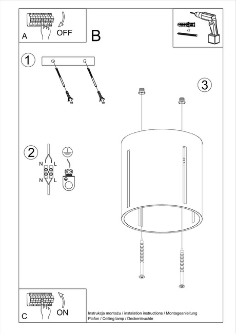 Ceiling lamp INEZ white + 1x LED Bulb G9 3000K Warm 4.5W 510lm